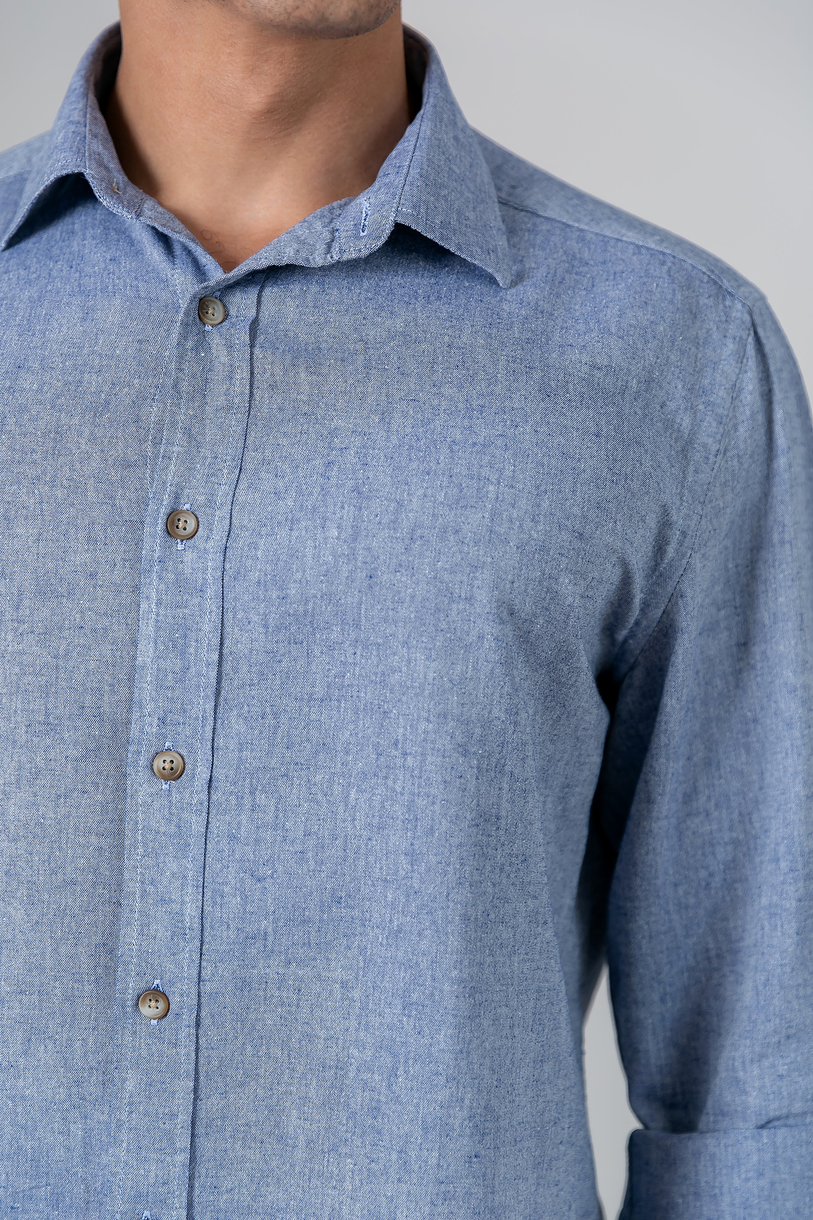 Camisa Algodão Mescla Azul ML