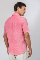 Camisa 100% Linho Lisa Vermelha MC