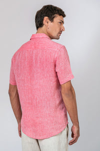 Camisa 100% Linho Lisa Vermelha MC