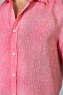 Camisa 100% Linho Lisa Vermelha MC