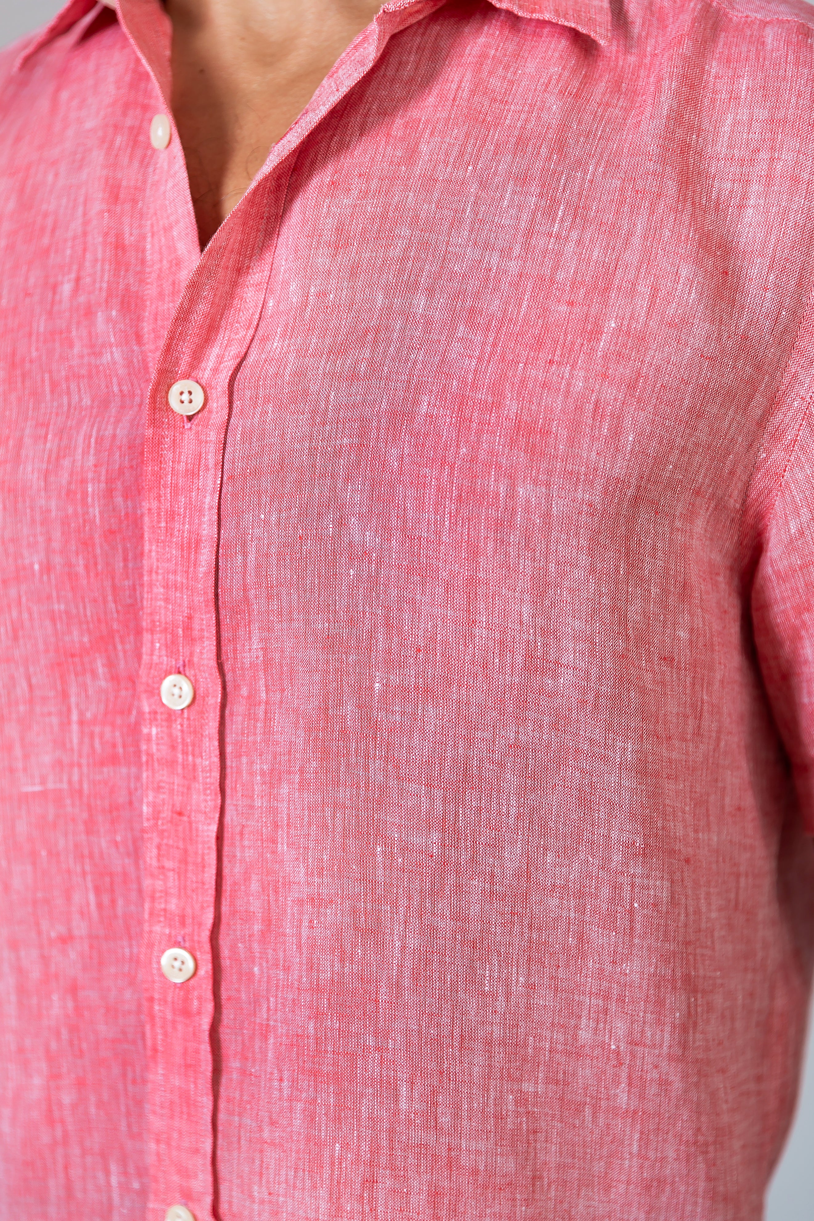 Camisa 100% Linho Lisa Vermelha MC