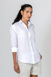 Camisa 100% Linho Lisa Branca ML