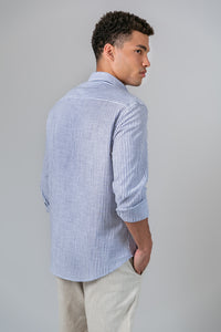 Camisa Algodão Listrada Marinho ML