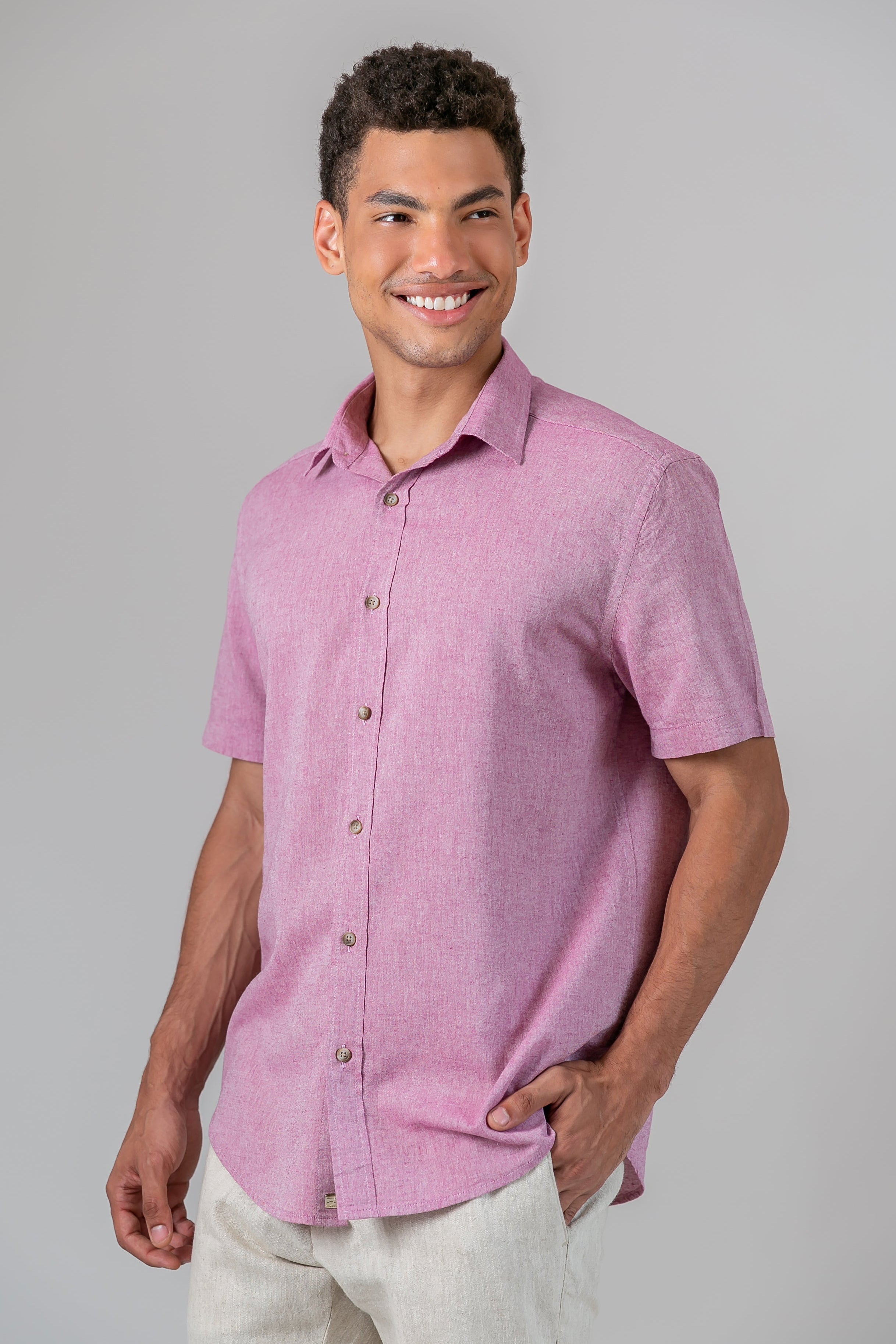 Camisa Algodão Mescla Bordô MC