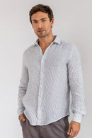 Camisa 100% Linho Veneto Listra Cinza ML