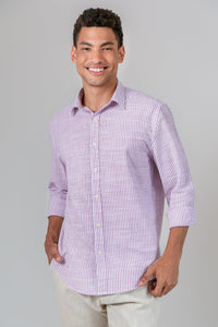 Camisa Algodão Listrada Lilás ML