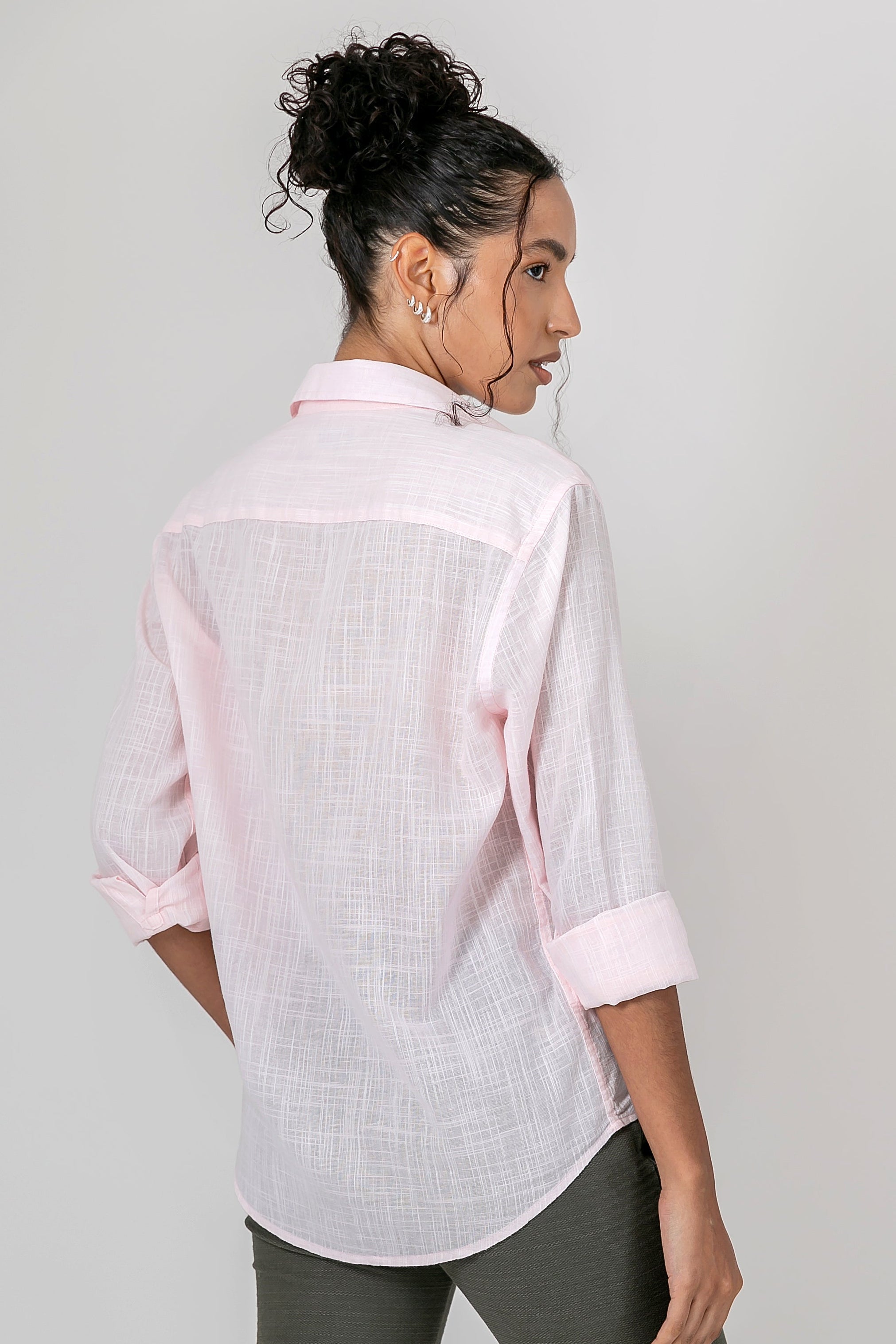 Camisa Algodão Rosa ML