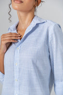 Camisa Algodão Listrada Azul Nuvem ML