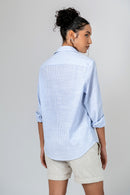 Camisa Algodão Listrada Azul Nuvem ML