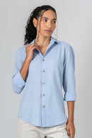 Camisa Algodão Mescla Azul Celeste ML