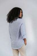 Camisa 100% Linho Veneto Listra Azul ML