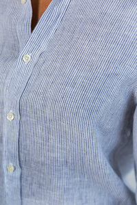 Camisa 100% Linho Veneto Listra Azul ML