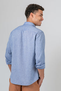 Camisa Algodão Mescla Azul ML