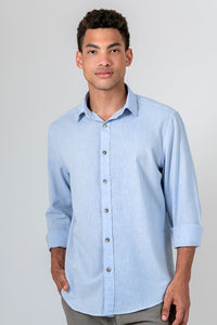 Camisa Algodão Mescla Azul Celeste ML