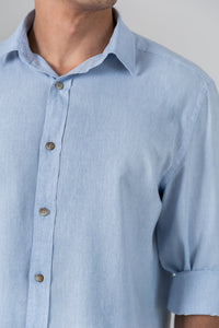 Camisa Algodão Mescla Azul Celeste ML