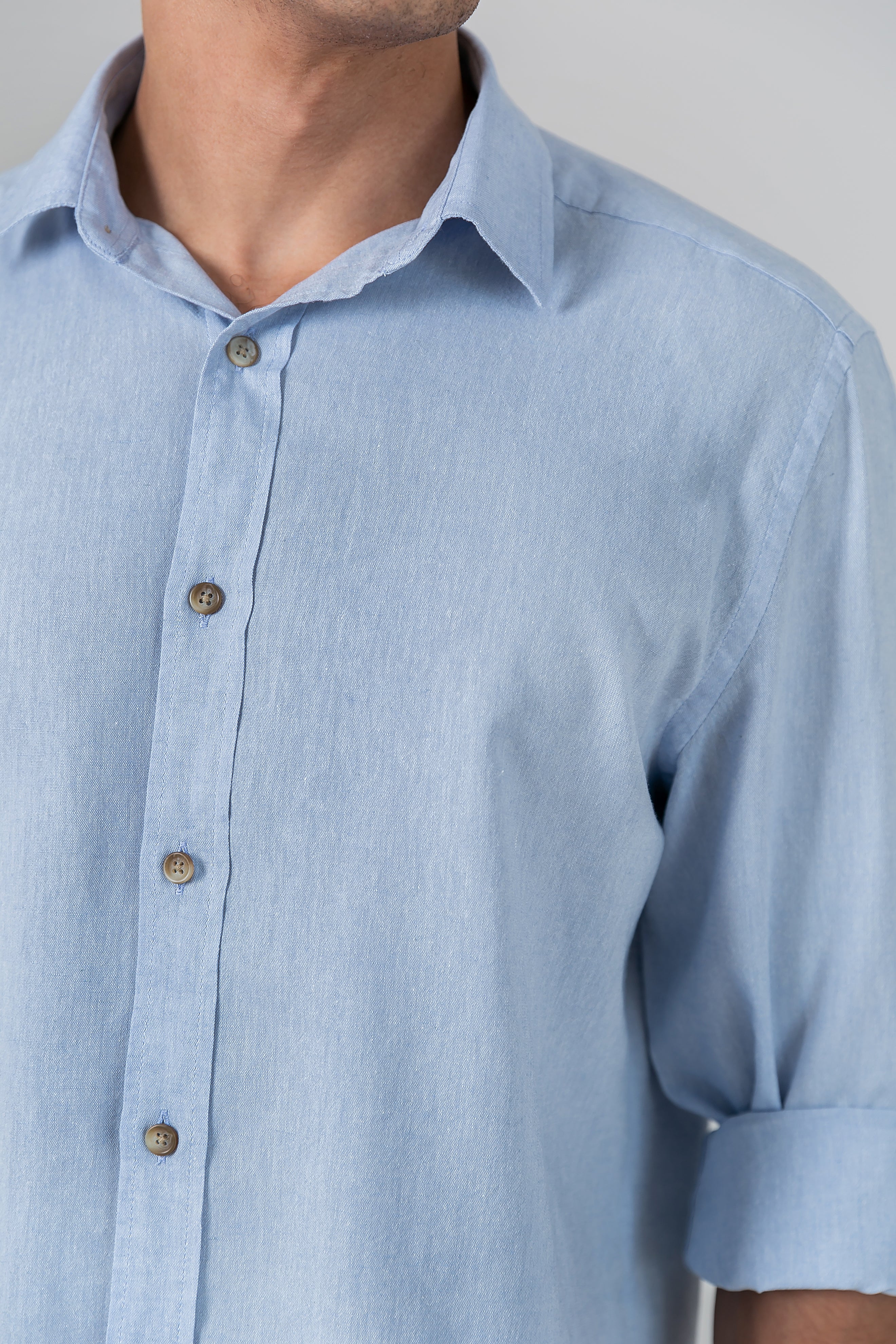 Camisa Algodão Mescla Azul Celeste ML