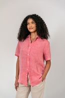 Camisa 100% Linho Lisa Vermelha MC