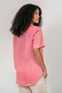 Camisa 100% Linho Lisa Vermelha MC