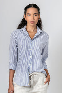 Camisa Algodão Listrada Marinho ML