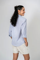 Camisa Algodão Listrada Marinho ML