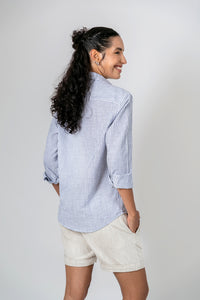 Camisa Algodão Listrada Marinho ML