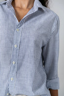 Camisa Algodão Listrada Marinho ML