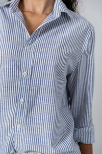 Camisa Algodão Listrada Marinho ML