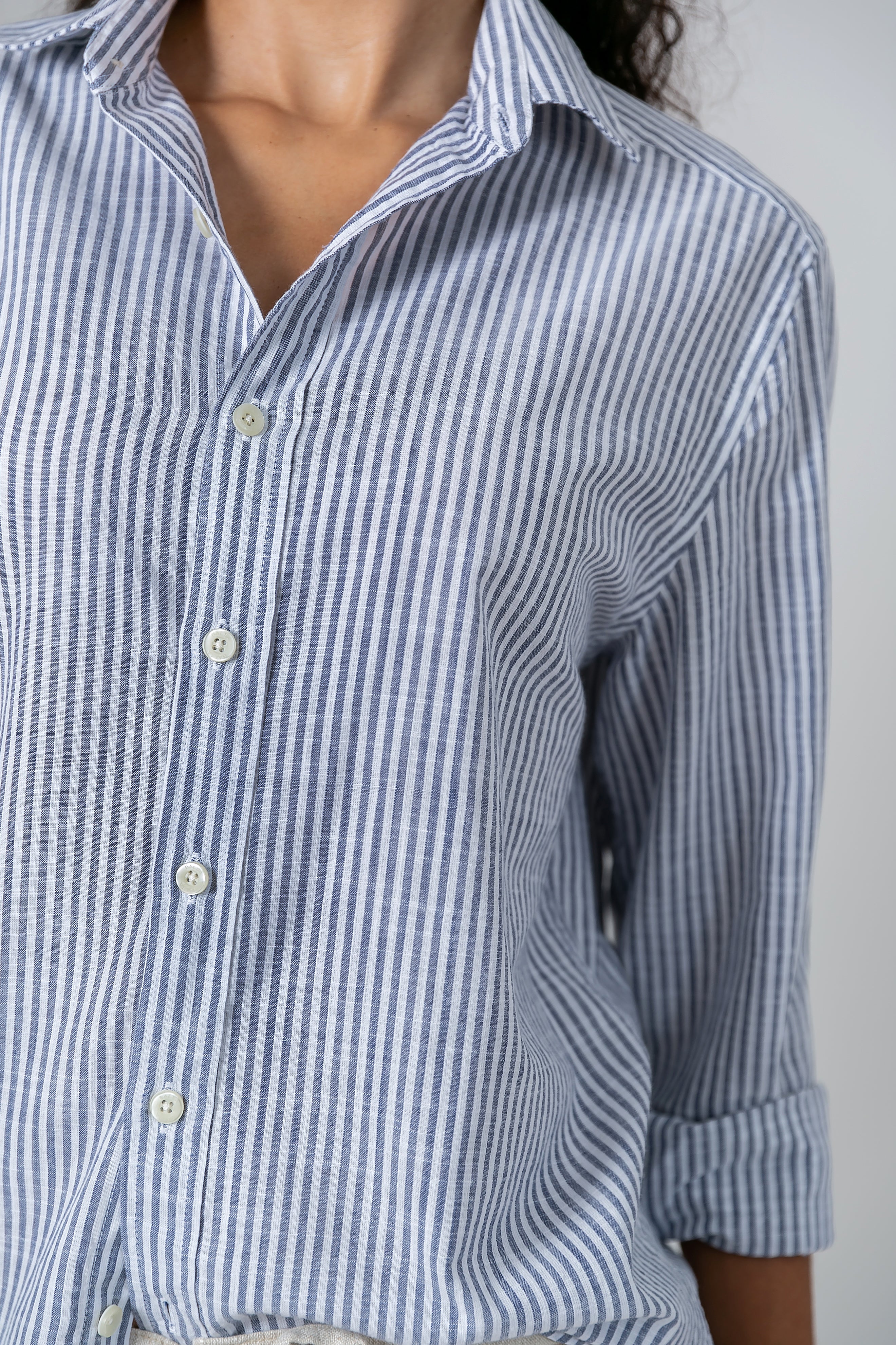 Camisa Algodão Listrada Marinho ML