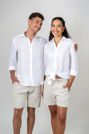 Camisa 100% Linho Lisa Branca ML