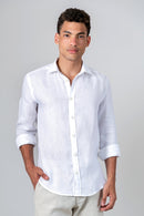 Camisa 100% Linho Lisa Branca ML