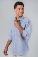 Camisa Algodão Listrada Marinho ML