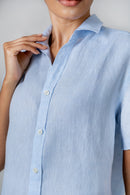 Camisa 100% Linho Lisa Azul Clara MC