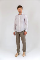 Camisa 100% Linho Listra Lilas ML