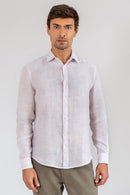Camisa 100% Linho Listra Lilas ML