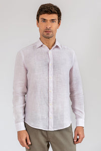 Camisa 100% Linho Listra Lilas ML