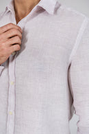 Camisa 100% Linho Listra Lilas ML