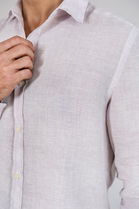 Camisa 100% Linho Listra Lilas ML