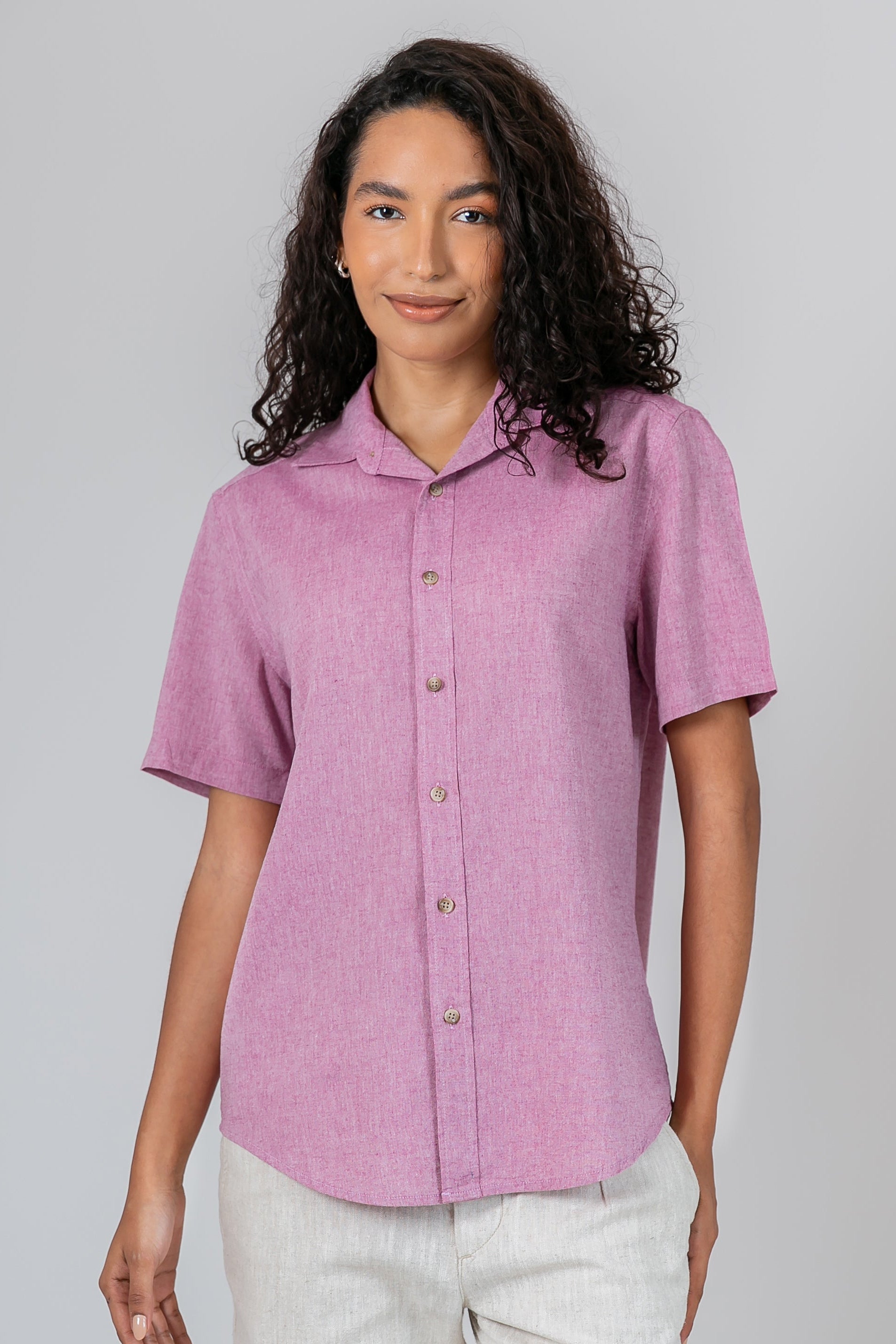 Camisa Algodão Mescla Bordô MC