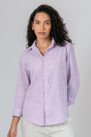 Camisa Algodão Listrada Lilás ML