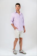 Camisa Algodão Listrada Lilás ML