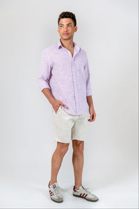 Camisa Algodão Listrada Lilás ML