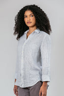 Camisa 100% Linho Veneto Listra Cinza ML