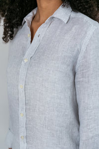 Camisa 100% Linho Veneto Listra Cinza ML