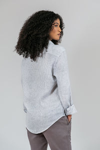 Camisa 100% Linho Veneto Listra Cinza ML