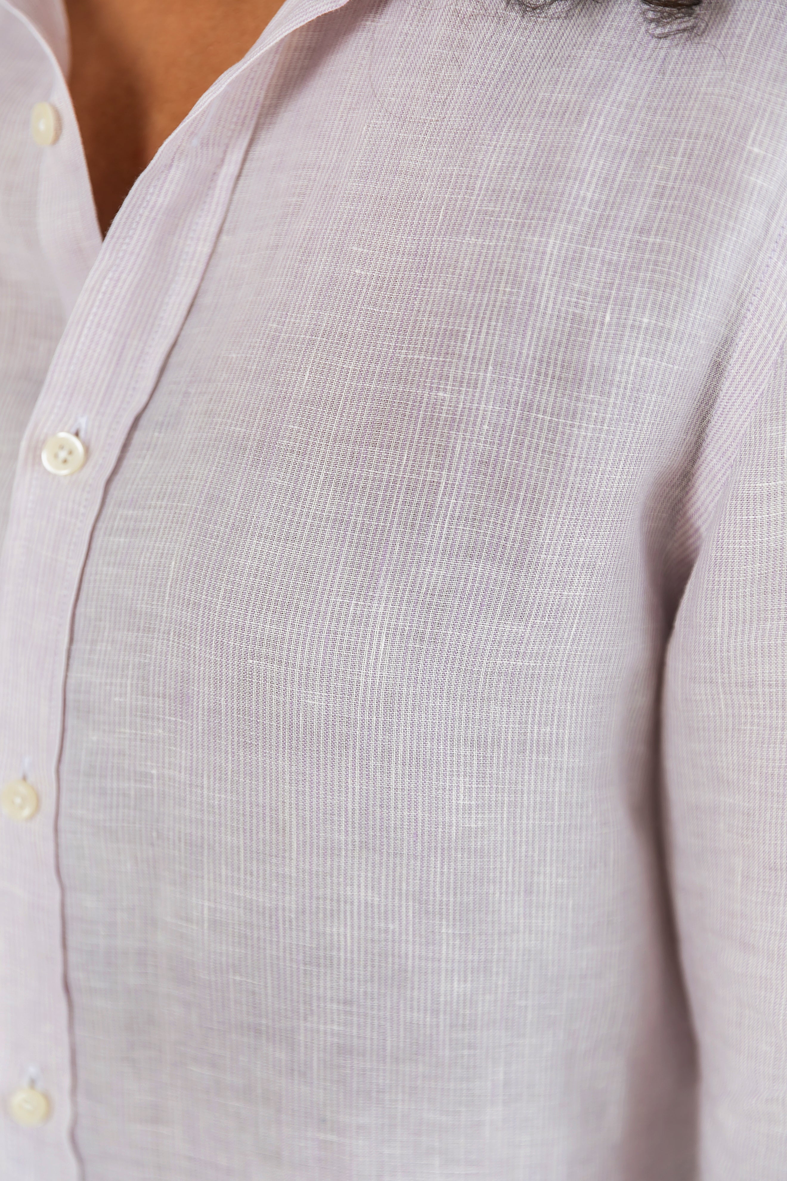 Camisa 100% Linho Listra Lilas ML