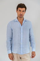 Camisa 100% Linho Piemonte Azul ML