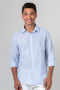 Camisa Algodão Listrada Azul Nuvem ML