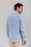 Camisa 100% Linho Piemonte Azul ML