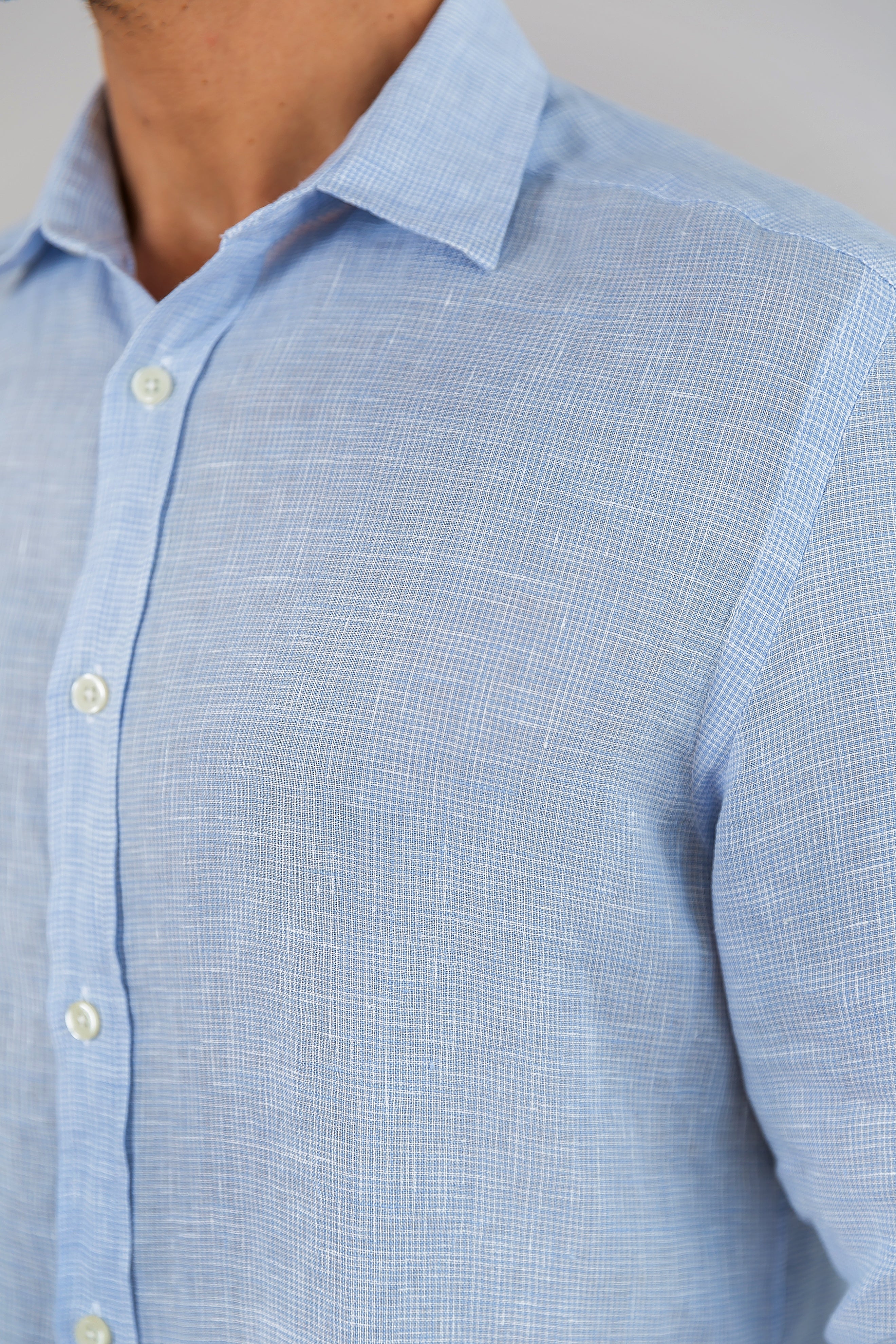 Camisa 100% Linho Piemonte Azul ML