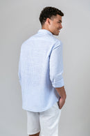 Camisa Algodão Listrada Azul Nuvem ML